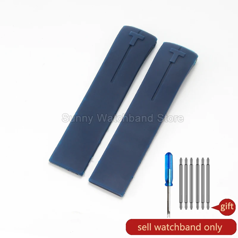 Waterproof Durable Silicone Watch Strap in Black and Blue
