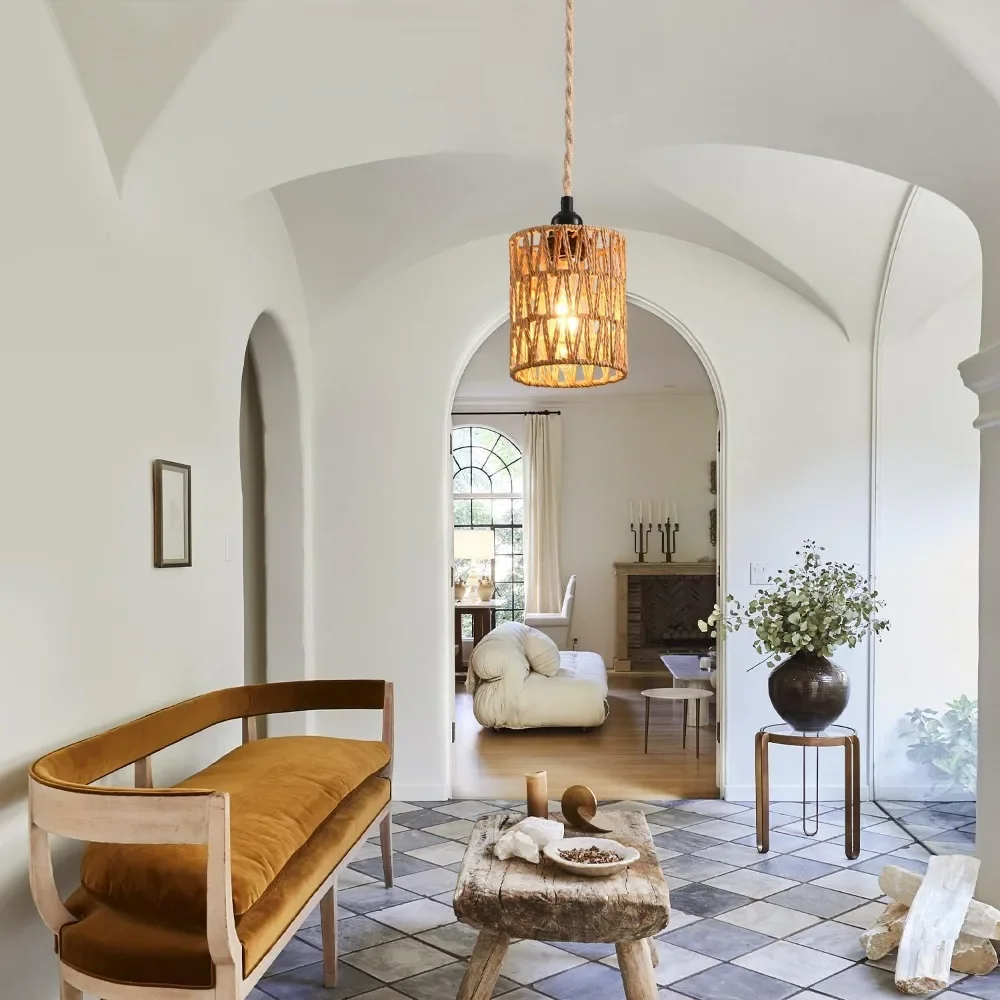 Japanese Hemp Rope Chandelier Zen Retro Industrial Style Dining Room Bedroom Antique Style Wall Lamp Home Decorative Lighting