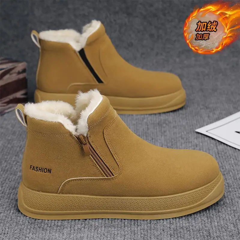 

Мужские зимние ботинки на флисовой подкладке, утепленные хлопковые ботинки с меховой подкладкой, верхняя одежда для мальчиков с высоким верхом, большие хлопковые ботинки