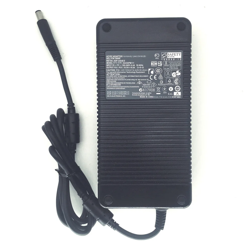  330W 19.5V 16.9A AC 어댑터 (델 에일리언웨어 M16 M17 M18 X16 X17 X51 P124F001 P51E001 P120F001 P124F용 충전기/전원 공급 장치)