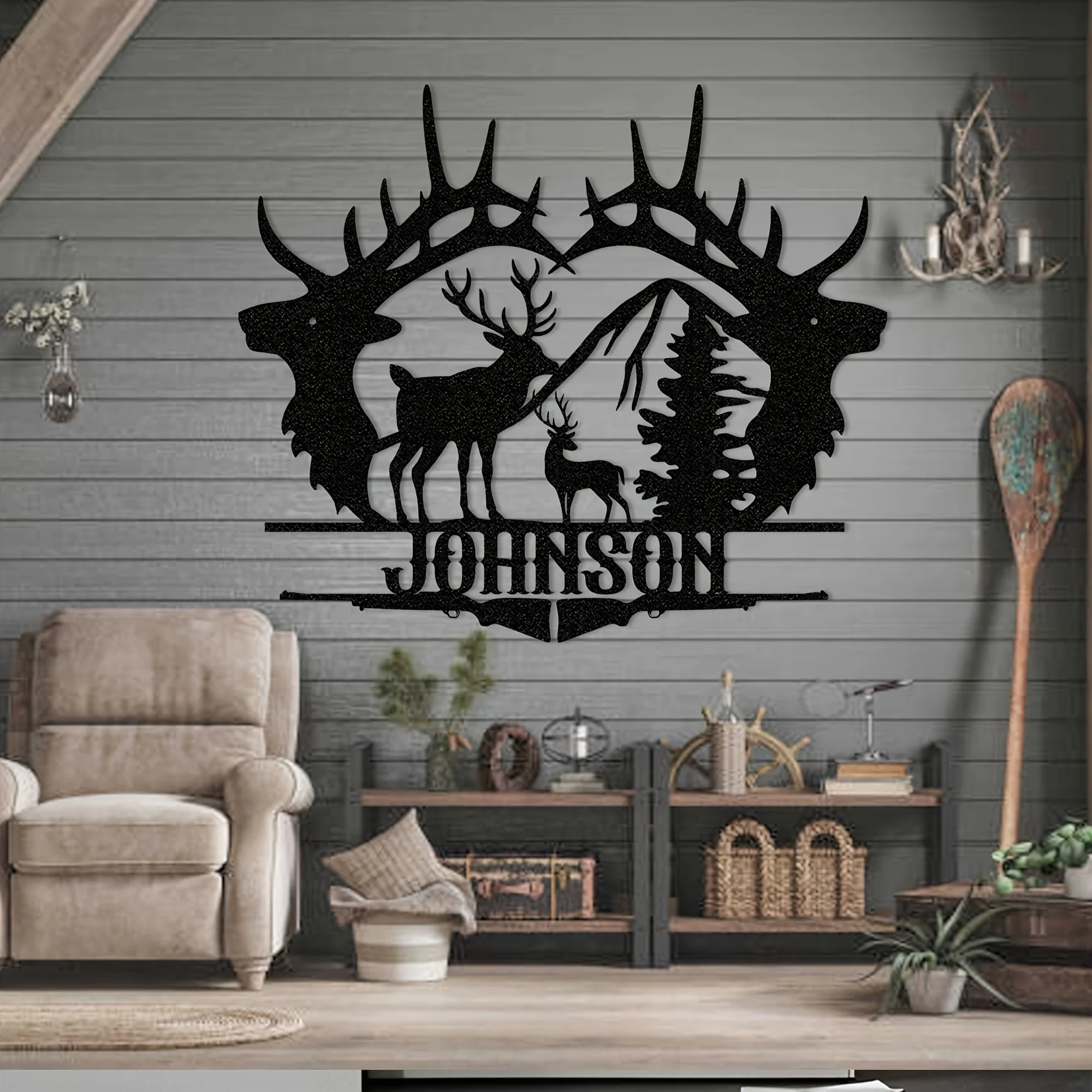 Customizable Deer Silhouette Metal Wall Art – Rustic Wildlife Decor for Home, Kitchen, Garden & Outdoor Spaces 1