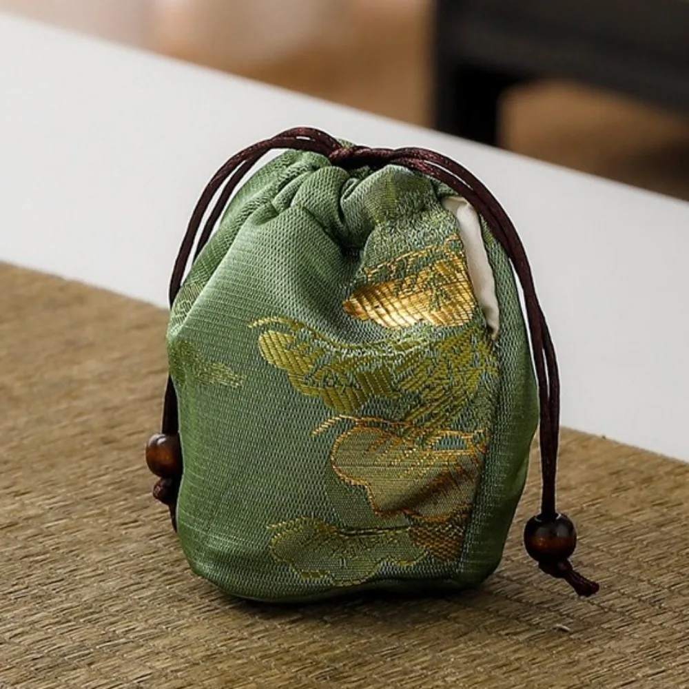 Chinese Style Teacup Drawstring Cloth Pouch Multifunctional Portable Small Item Pouch Practical Exquisite Teaware Storage Bag