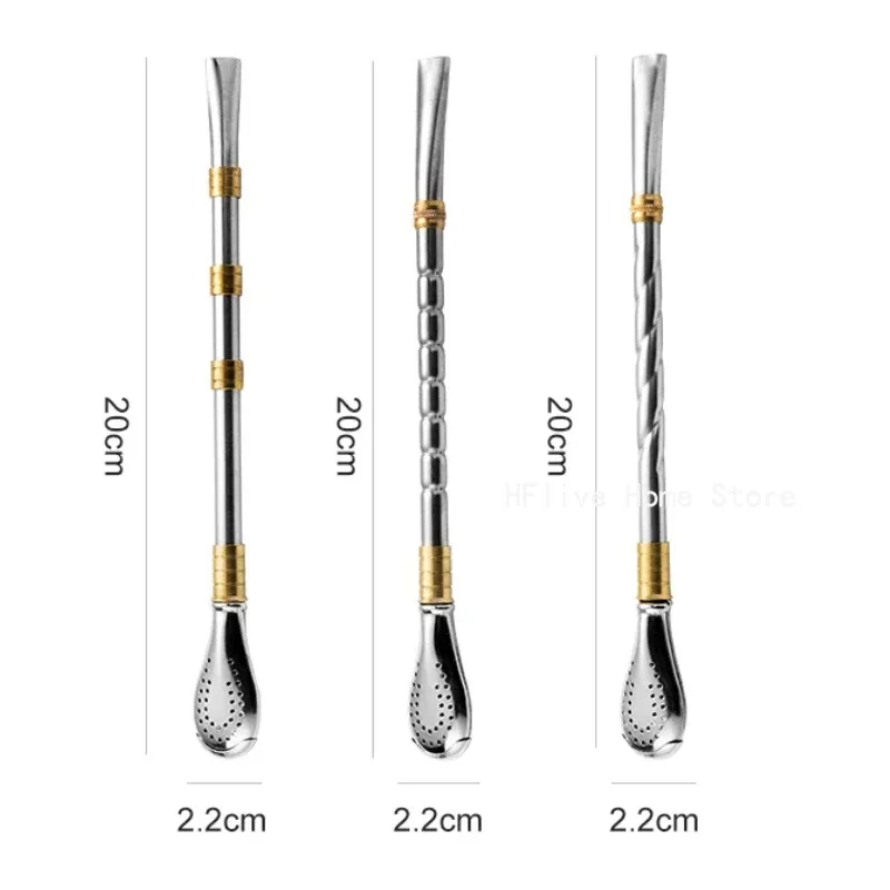 Drinking Straw Yerba Mate Tea Spoon Drinkware Stainless Steel Reusable Straws Metal Washable Tea Filter Cocktail Drinkware Bar drinking straws stainless steel straw