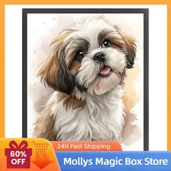Shih Tzu DIY Cross Stitch Embroidery Kit - Beginner - Friendly Home Decor, 40x50cm, 14CT 2 Strands