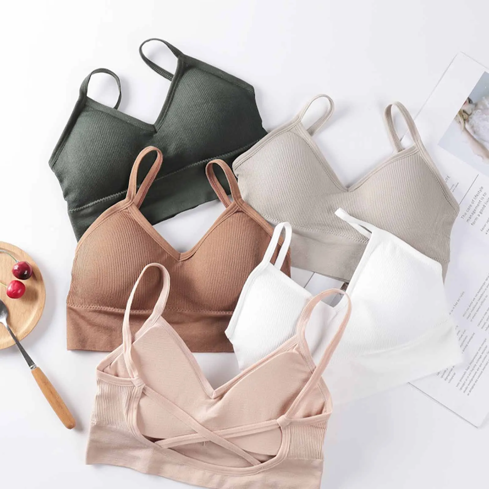 Padded Bra Sexy Womens Crop Tops Vest Tank Tops Lady Summer Sexy Lingerie Intimate 9 Colors Wire Free Active Bra
