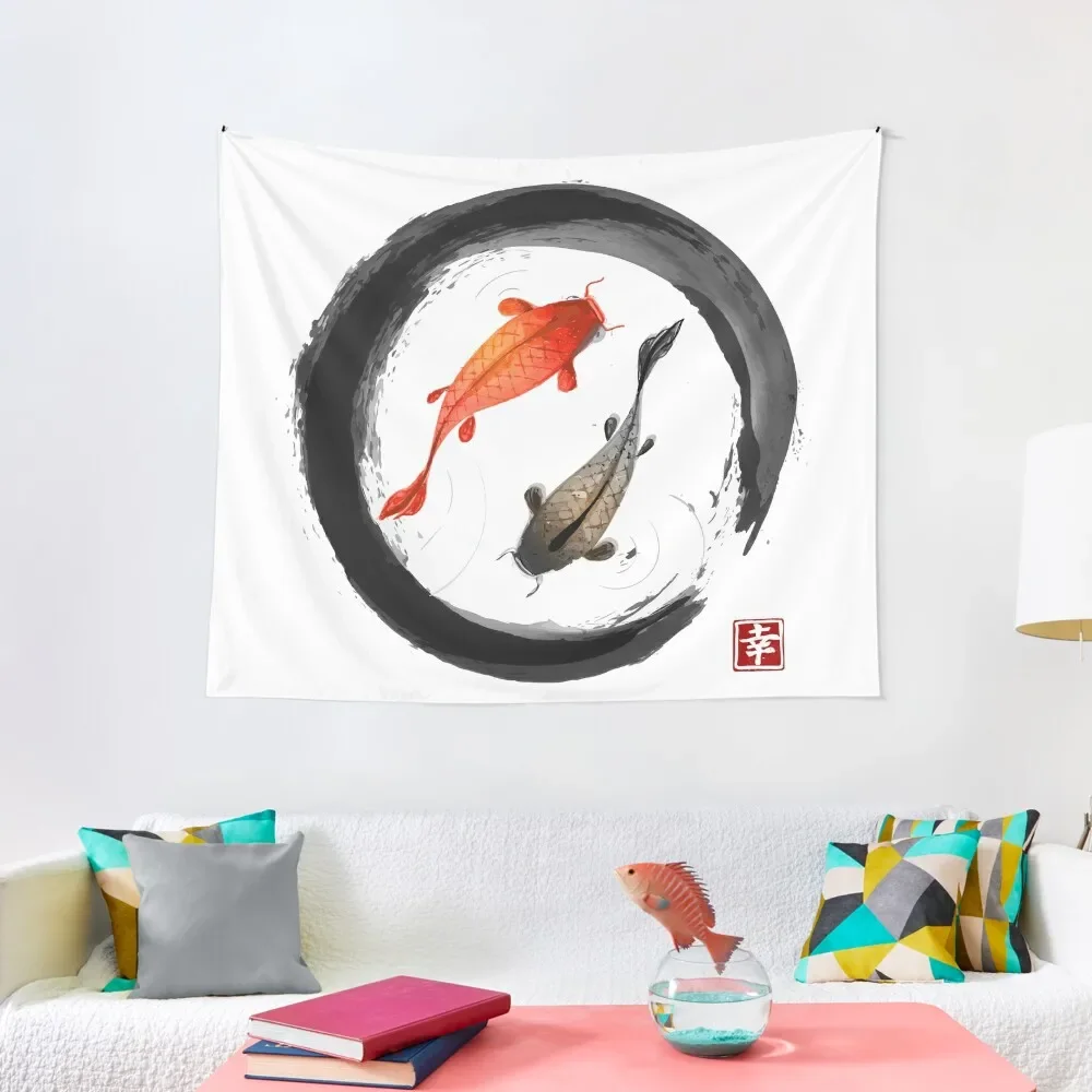 

Japanese Koi Vintage Ink Shodo Tapestry Room Decorator Home Decoration Tapestry