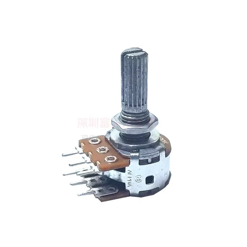 Potentiometer Kit 1pcs Single-loop carbon film double-layer RK16 A100K 6Pin Audio volume amplifier