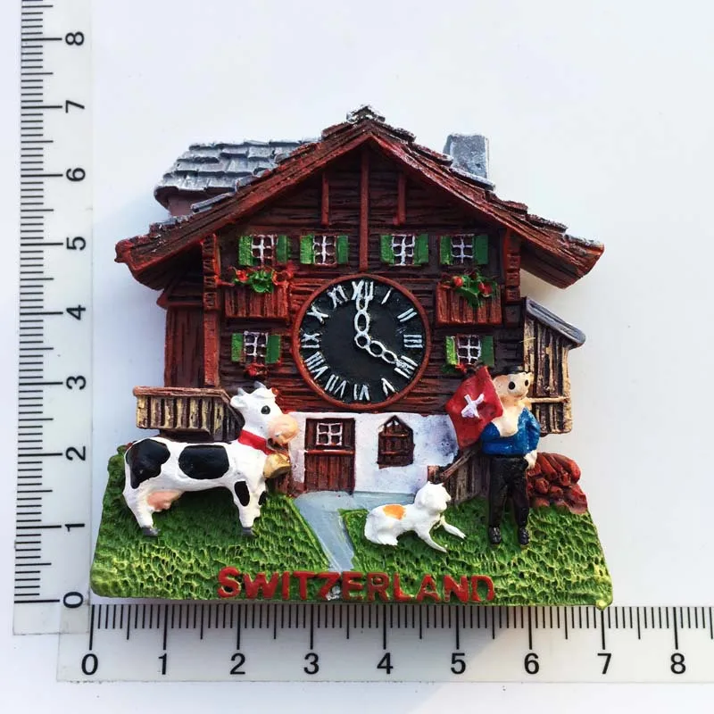 Magnete Frigorifero 3D A Forma Di Orologio A Cucù Tedesco – Souvenir Germania Dipinto A Mano, 6,5x10,5 Cm
