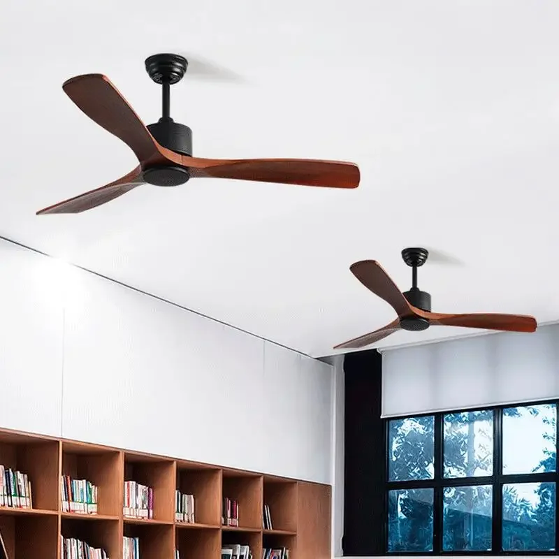 

Vintage Wooden Ceiling Fan Without Lights 42 inch Wood Fans Loft Remote Control Decorative Home Fan Reverse DC 110-240V