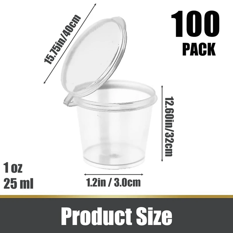 100 Pieces Small Plastic Containers 25Ml Small Sauce Pots Plastic Pots Jelly Pots For Sauce Dips Salads images - 6
