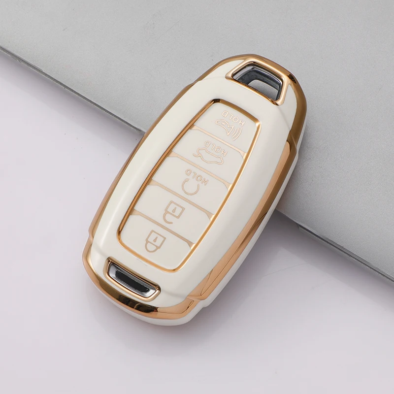 KUNIO Custodia portachiavi adatta per Hyundai i30 Kona Encino Solaris Azera Grandeur Ig Accent Santa Fe Chiave Auto Cover TPU Portachiavi Portachiavi Portachiavi 3 Tasti A Nero