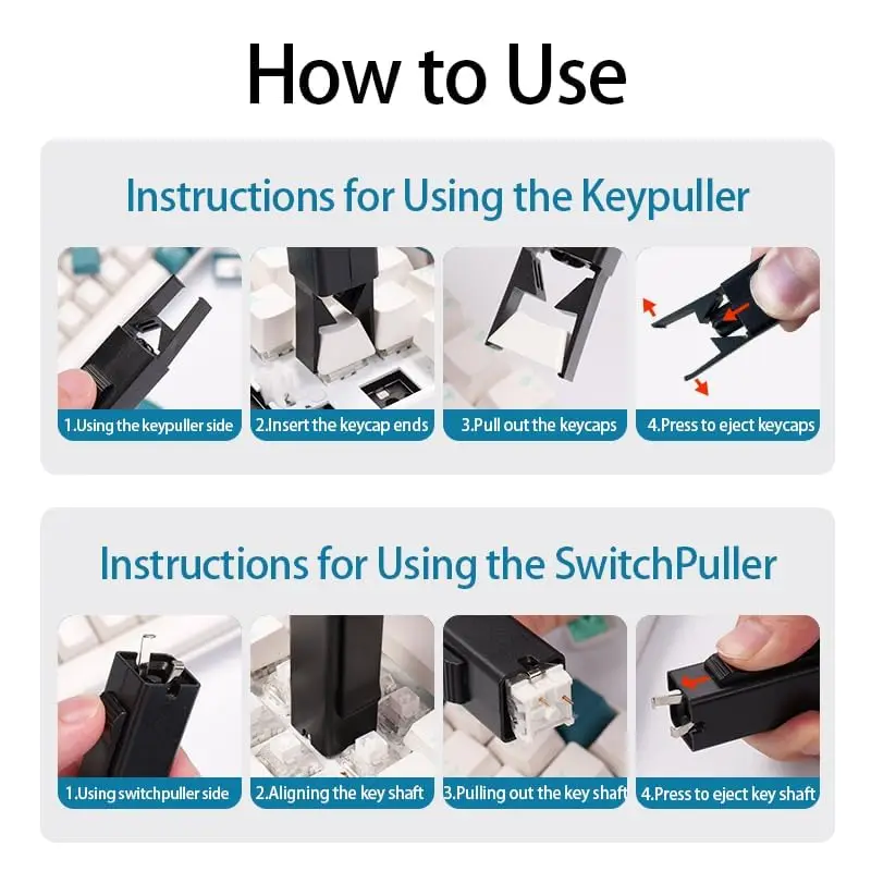 2 in 1 Switch Puller Keycap Puller Key Switch Keycap Puller for Mechanical Keyboard Gaming Keyboard Switches DIY Cleaning Tool 4