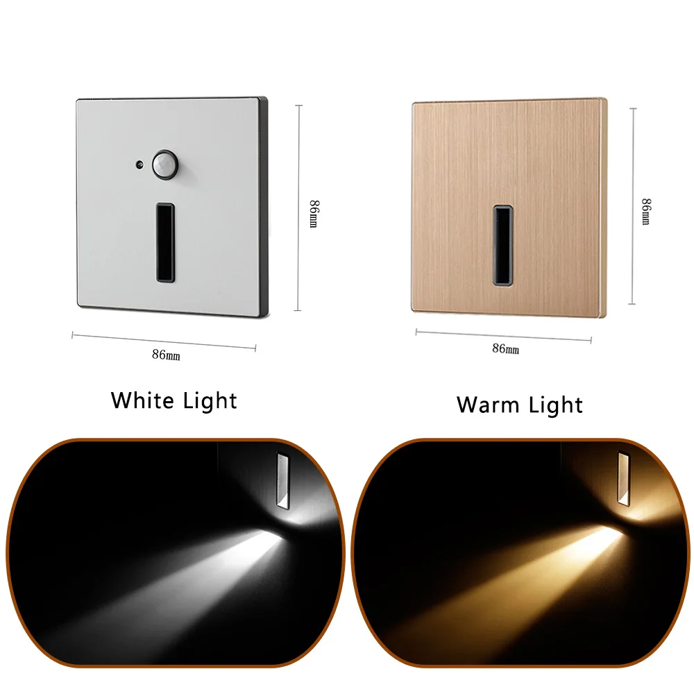 SANDIY Sensor Stair Light Motion Detect Wall Sconce Lamp Automatic Nightlights Recessed Footlight for Step Ladder Bedroom Closet motion sensor light led light led wall lamp wall light