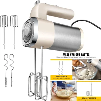 BRIEFNESS Miscelatore manuale Elettrico 2000W Miscelatori da cucina Turbo Boost/Autocontrollo 5 velocità + Pulsante di espulsione, Pasta facile da montare, Crema, Uovo 1