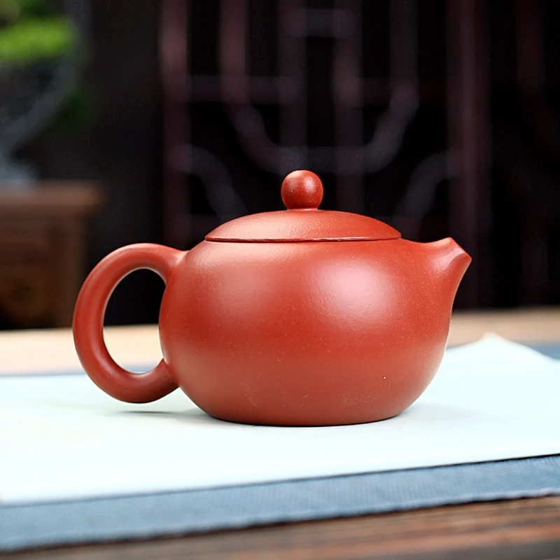 Chinese Style Xishi Teapot, Purple Clay Raw ore Dahongpao, Kung Fu Household, Pure Handmade, 200ML, Tea Pots, 1Pc