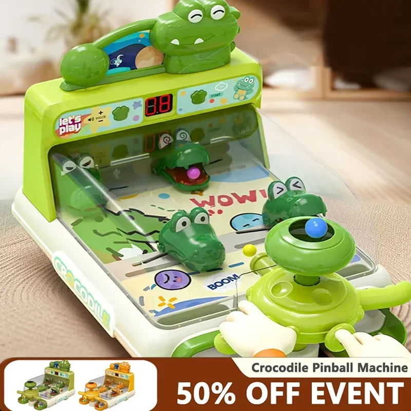 Crocodile Table Games, Score Shooting Target Kids Desktop Party Game, Parent-child interaction, Cartoon Pinball Shooting Machine 2