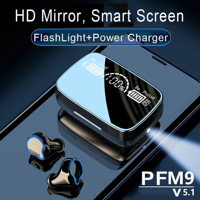 Wireless Earbuds Bluetooth Headphones 3500mAh Charging Box with Flashlight  Noise Cancelling Deep Bass Stereo Wireless Earphone FlashLight TWS