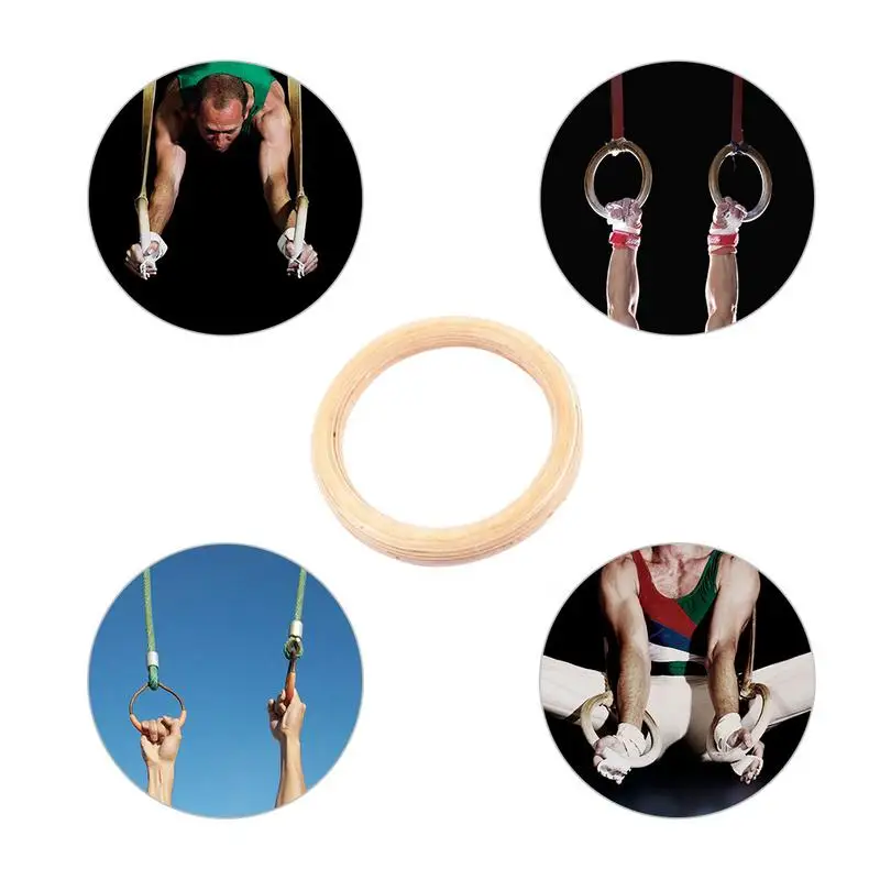 1PC Birch Fitness Rings Gymnastics Wooden Adjustable Exercise Pull Ups Training 28/32 MM Rings (Lifting Rope Not Included)
