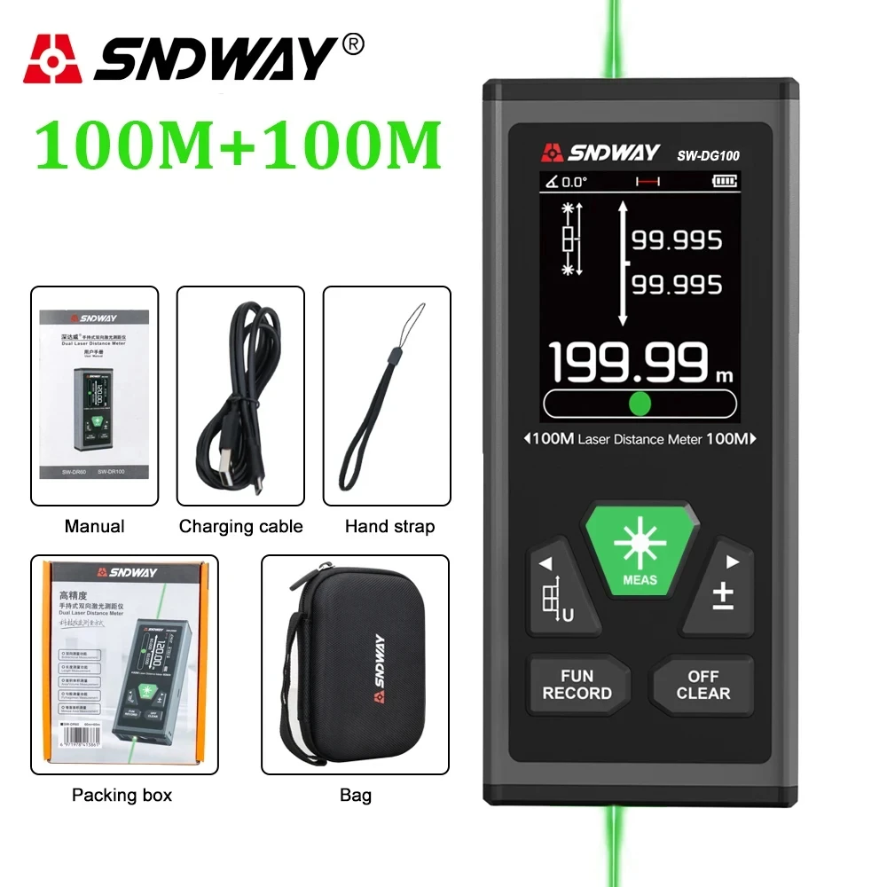 SNDWAY MS/DR/DG Series Digital Rangefinder Laser Distance Meter Professional Laser Tape Measure Tool M/In/Ft Range Finder