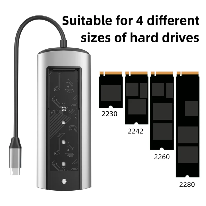 6-in-1 USB C HUB With Disk Storage Function PD100W Type C to HDMI-compatible M.2 SSD HUB Dock Station for Macbook Pro Air M1 M2