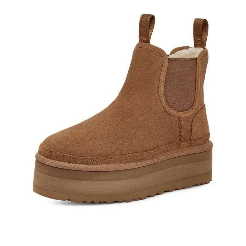 

Women's Boots Plus Velvet Warm Casual Shoes One Step Suede Leather Trendy Women's Ankle Boots Chelsea Women's Short Boots