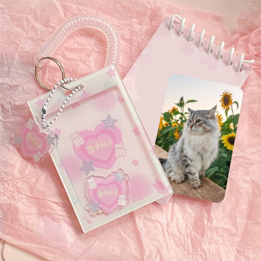 

Cute Little Bear Ins Hot Photocard Holder Credit ID Bank Card Photo Holder Bus Card Protective Case Ferrule Pendant Stationery