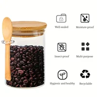 18oz Airtight Glass Jars With Lids And Spoons, Candy Jars With Lids, Clear Spice Jars, Small Food Storage Containers 2