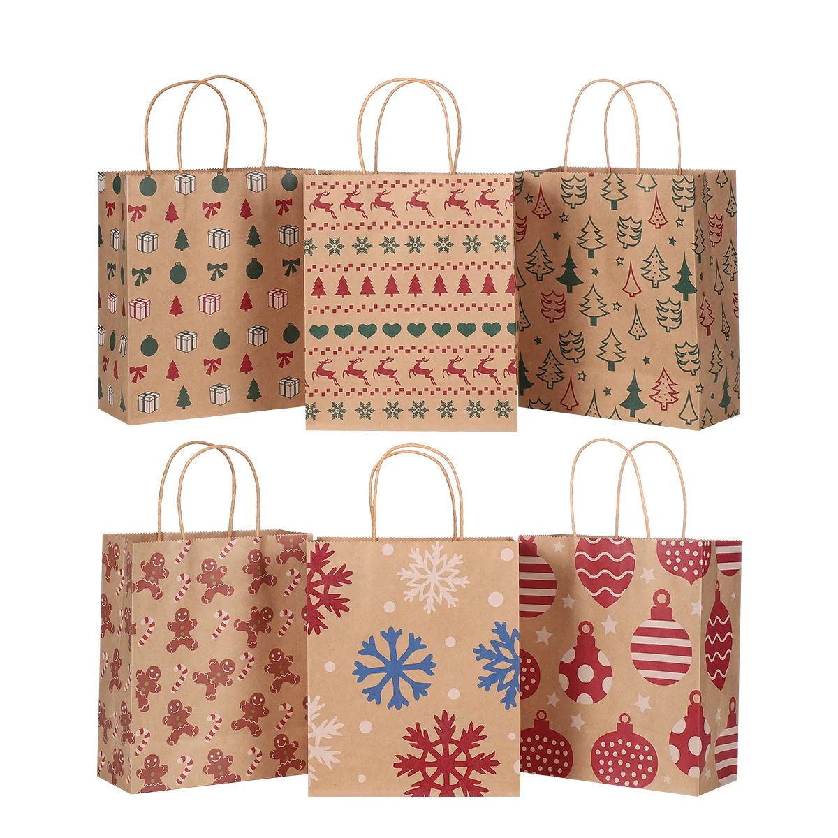 

Christmas Kraft Gift Bags Xmas Packaging Treat Candy Bags Paper Gift Bags Party Favor Handle