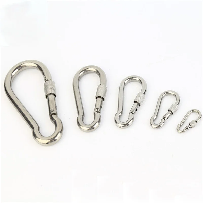 2Pcs  M4 M5 M7 M8 M9 M10 M11 304 Stainless Steel  Carabiner Carbine Snap Hook with nut-lock Carabiner