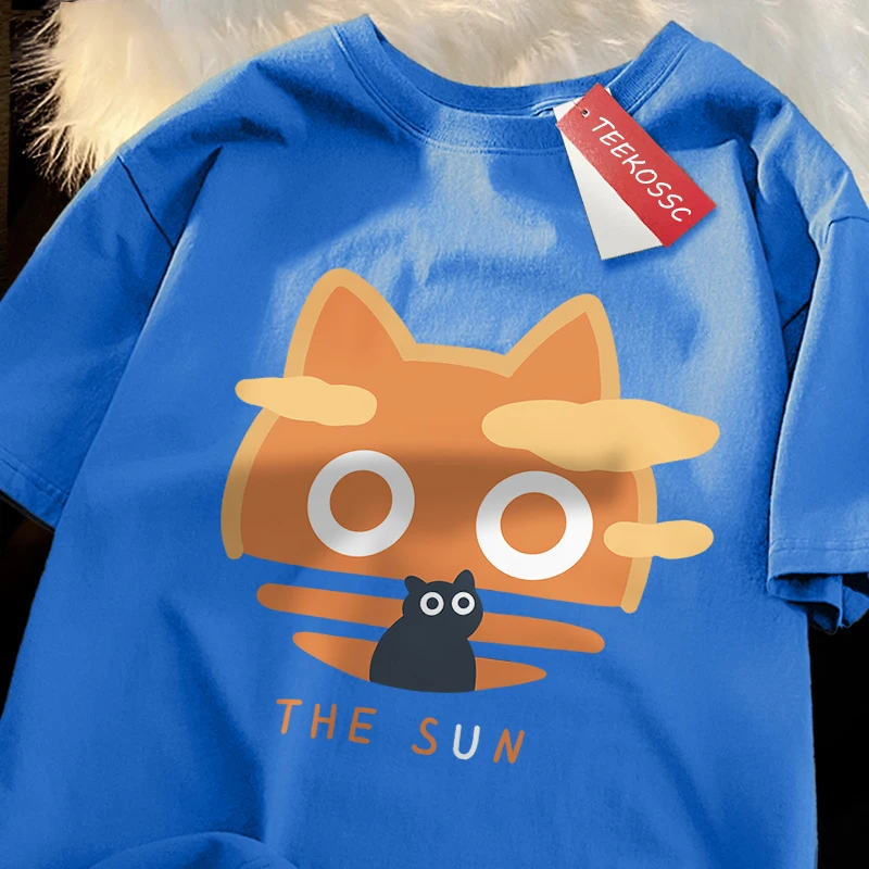 Sun Orange Japanese Style Loose-Fit Cotton T-Shirt