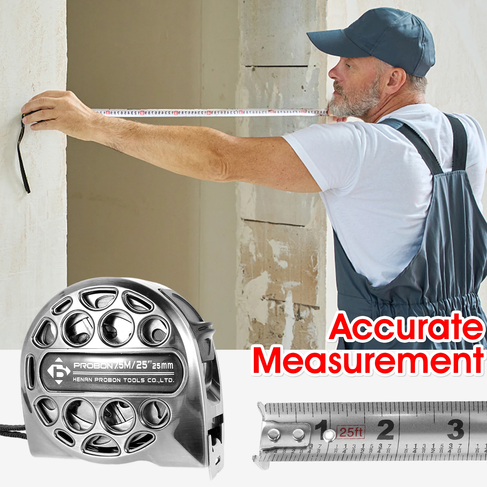 Retractable Tape 25FT Stainless Steel Measuring Tape with Double-sided  Scale Waterproof Portable Retractable Measure Ruler for - AliExpress