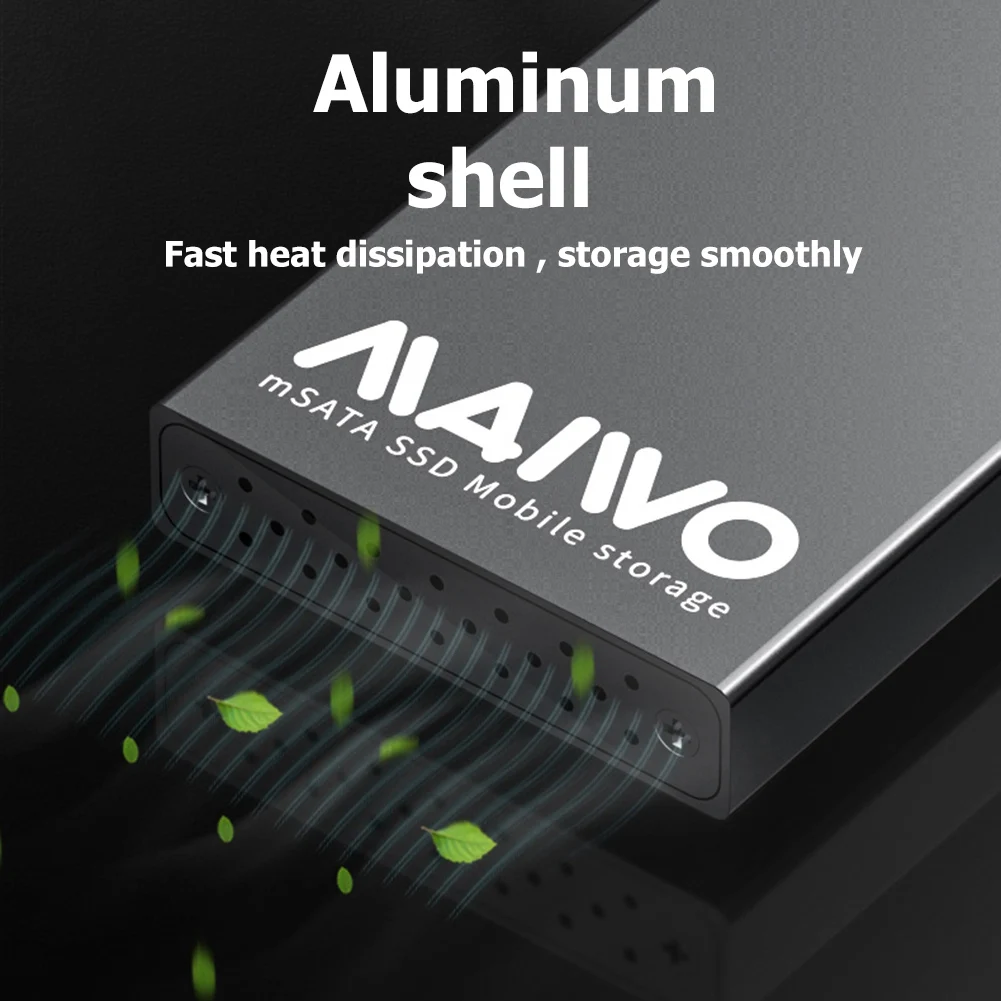 MAIWO 휴대용 모바일 솔리드 스테이트 드라이브 박스, USB 3.0-MSATA SSD 외장 케이스, 알루미늄 합금, 지지대 2T 메모리