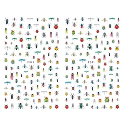 Vibrant Insect Nail Art Stickers - Self - Adhesive Bee, Ladybug & Dragonfly Decals (2pcs F341)