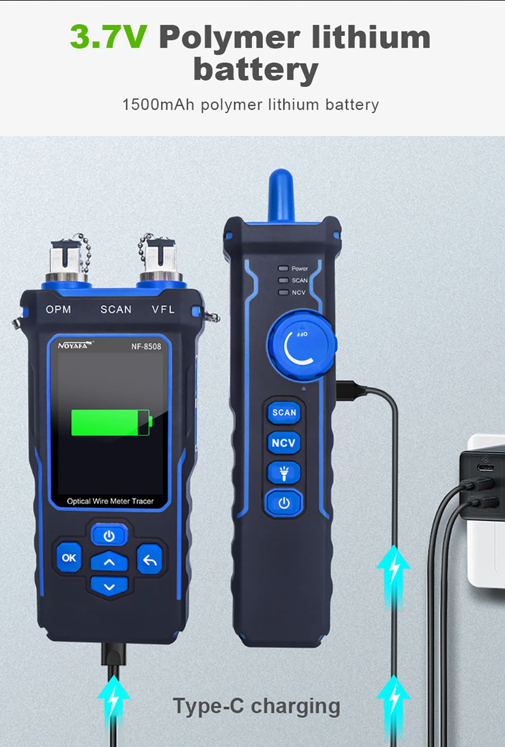 NOYAFA NF-8508 Kabel-Tracker-Tester, LCD-Display, Länge messen, Wiremap-Tester, PoE-Checker, optischer Leistungsmesser, Netzwerk-Tools – Detail 13
