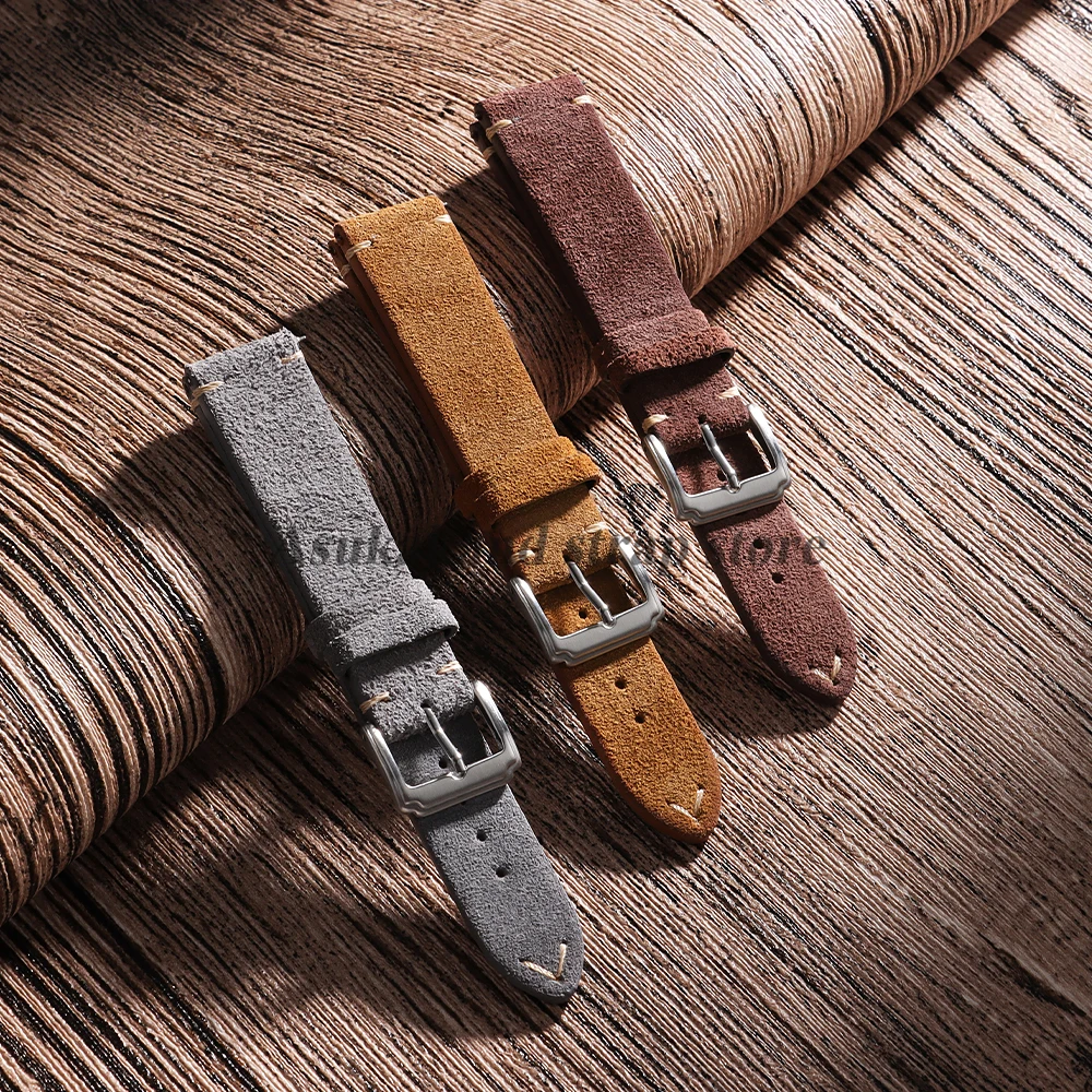 Luxurious Suede Quick Release Watch Bands, Soft Calfskin Strap