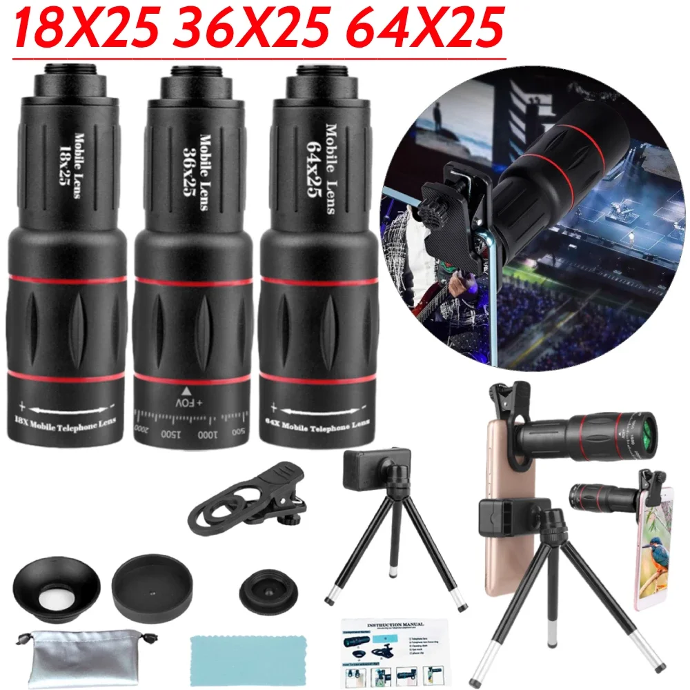 18X Zoom Cellphone Camera Lens with Tripod Universal External Zoom Camera Lens Long Focus Telephoto Lens for iPhone/Android