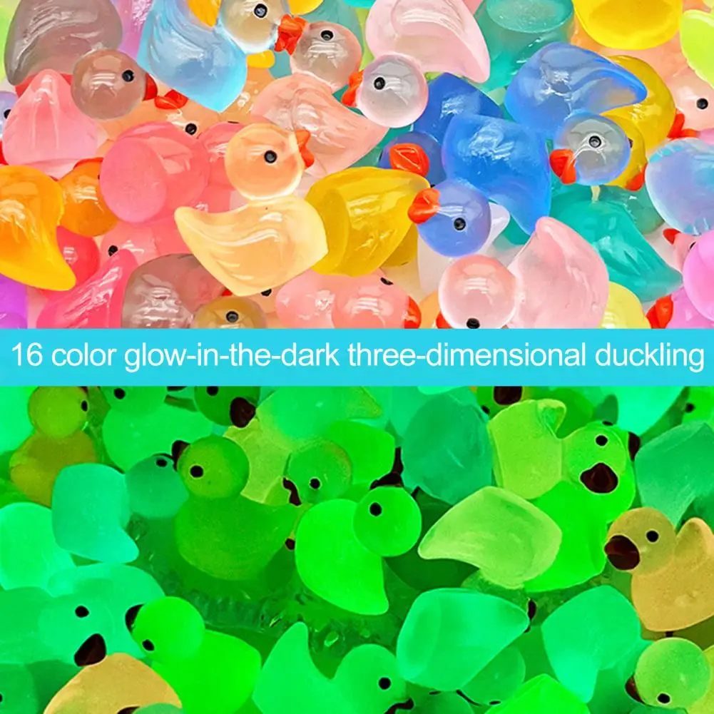 Miniature Duck Figurines 10/20/30/40/50/100Pcs Mini Duck Figurine Resin Luminous Microlandscape Miniature Duck Figurines Fairy Garden Accessories