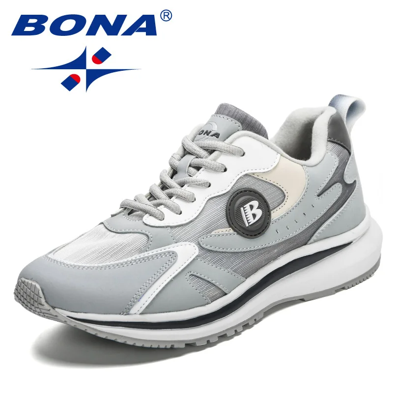 BONA 2023 New Designers Popular Sneakers Men Casual Shoes Light Classic Action Leather Running Shoes Man Athletic Footwear Male