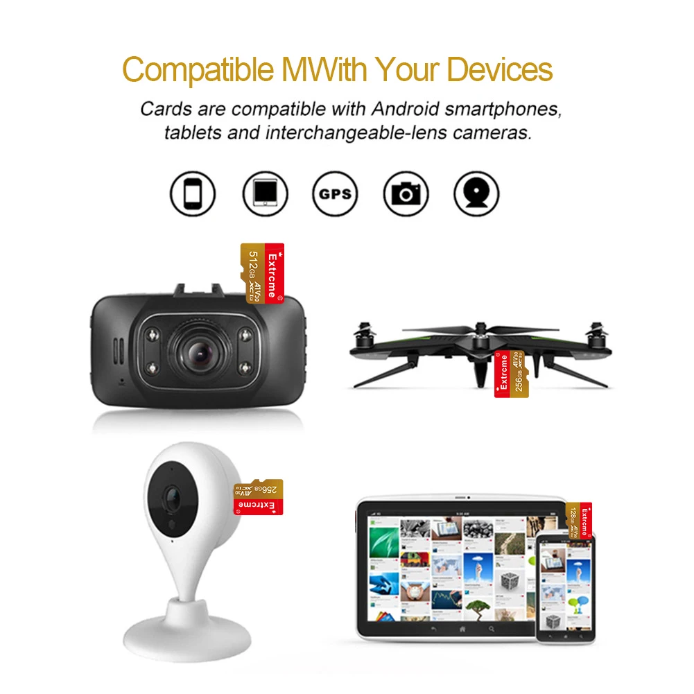 고성능 마이크로 TF SD 카드 대용량 Class10 256GB Swift SD 카드, 휴대폰/카메라/PC용 충격 방지 안정적인 디자인