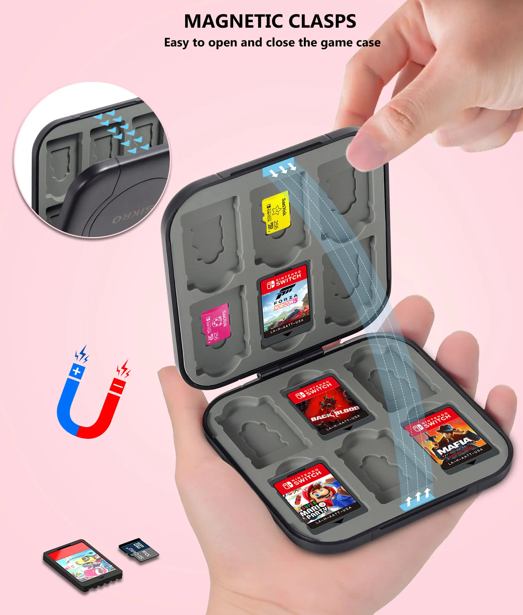 12 In 1 Switch Game Card Storage Case Magnetic Switch Game