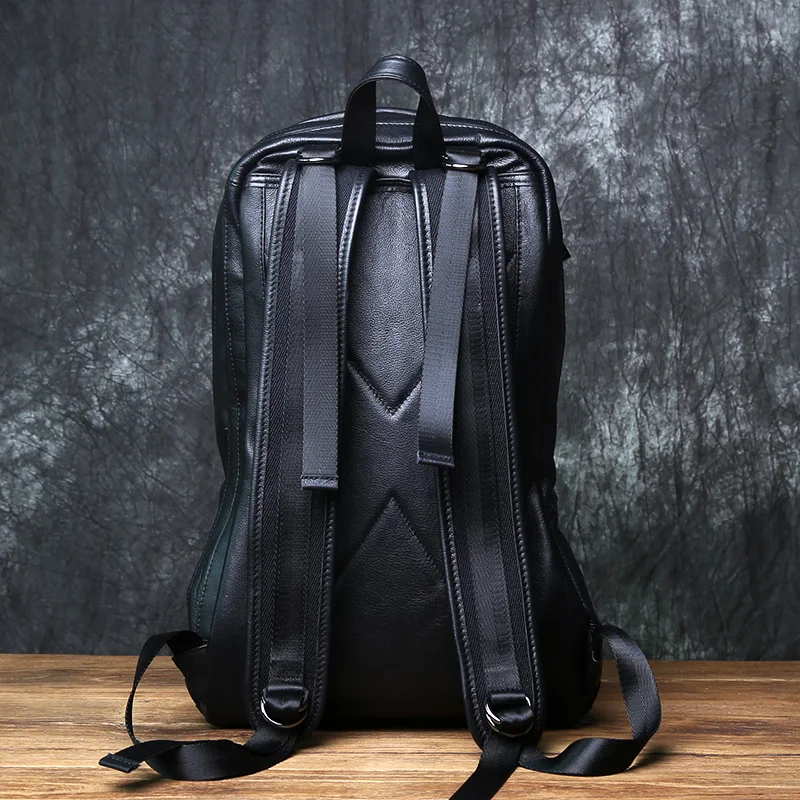 NZPJ Leather Men's Backpack Natural Cowhide Large Capacity Travel Bag Outdoor Schoolbag Business Computer Bag For 15 Inch Laptop 3