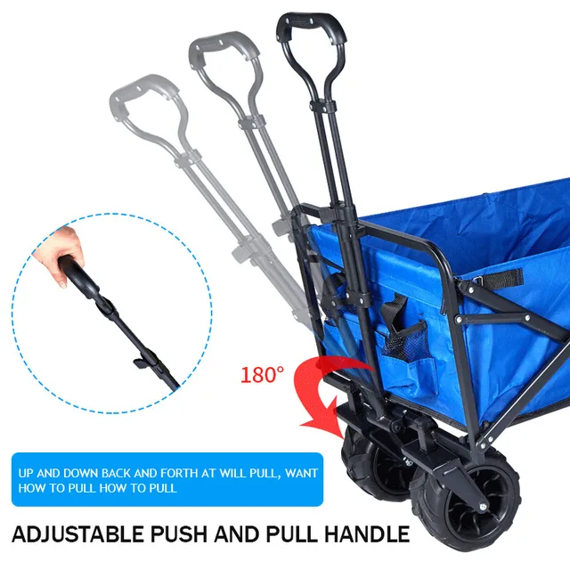 Kemping Autó Húzza Rúd Horgászat Kültéri Összecsukható Kis Kocsi Bevásárlás Zöldség Nagy Négykerék -Bevásárló Pótkocsi - Image 2