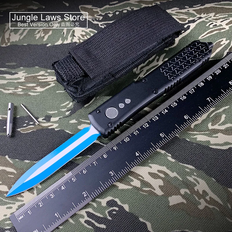 

UT Knives JK Jedi Knight Micro OTF Tech Tactical Knife D2 Steel D.E Blue Blade T6 Aluminium EDC Self Defense Pocketknives J12