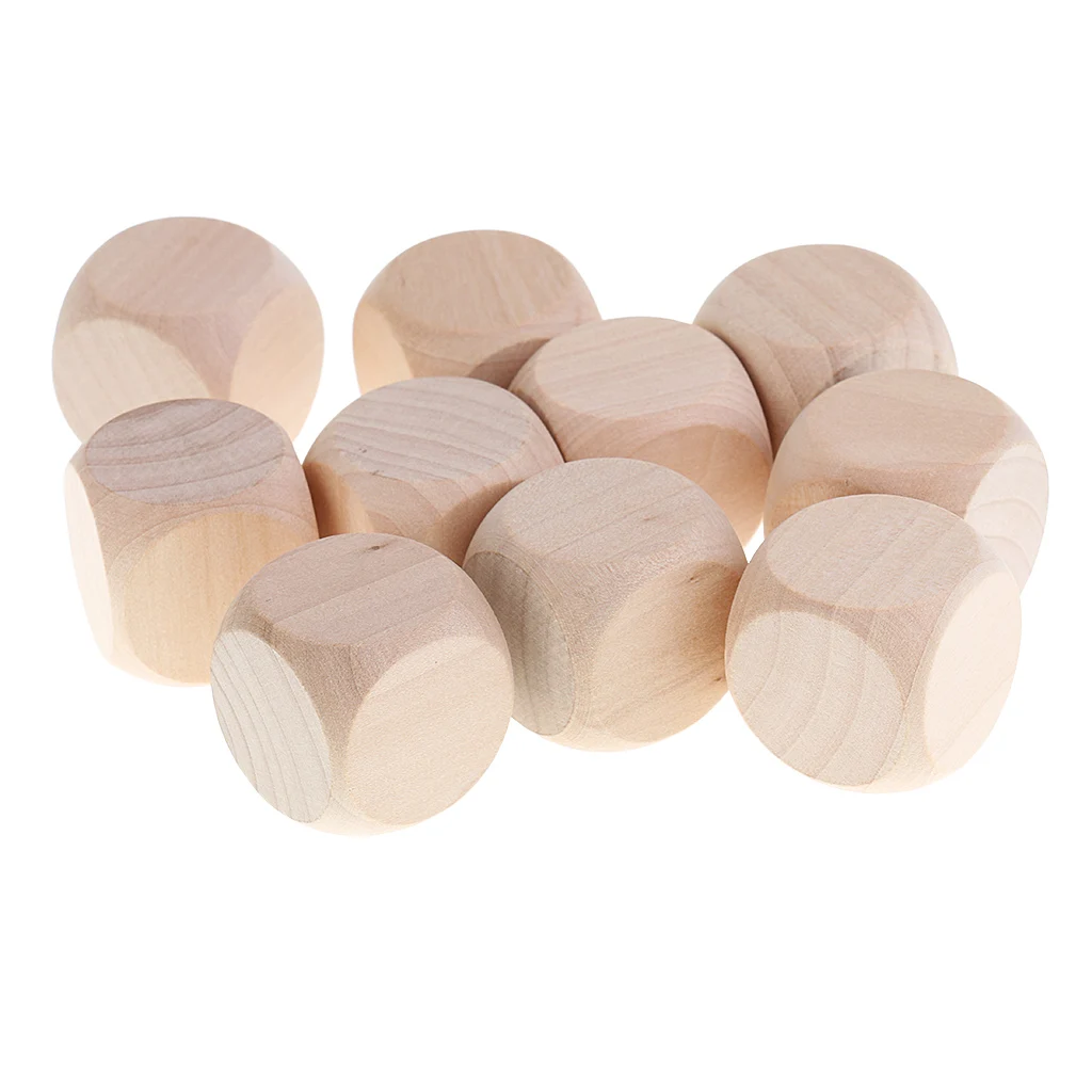 10PCS Blank Wooden Dice 3cm for Baby Blocks Baby Shower DIY Crafts Carving