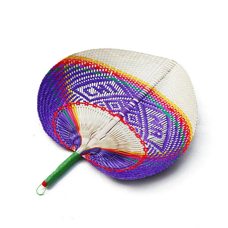 Colorful Summer Cooling Fan, Handmade Straw Fan, Peach Shaped Bamboo Hand Fan, Woven Cooling Fan for Teahcourse, Home Decorati