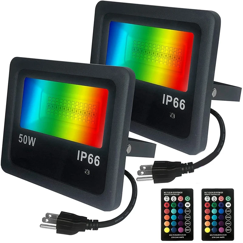 

RGB фонарь, умное управление через приложение, 50 Вт, изменение цвета, внешний фонарь, светодиодный фонарь, фонарь с дистанционным управлением, штепсельная вилка стандарта США