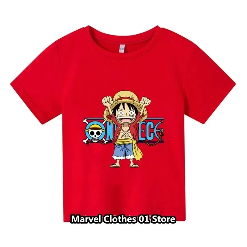 New One Pieces Tshirt Kids Fans Gift Clothing Girls Tshirt Baby Boys Luffy T-shirt Summer Short Sleeve Cotton Casual Anime Top 5