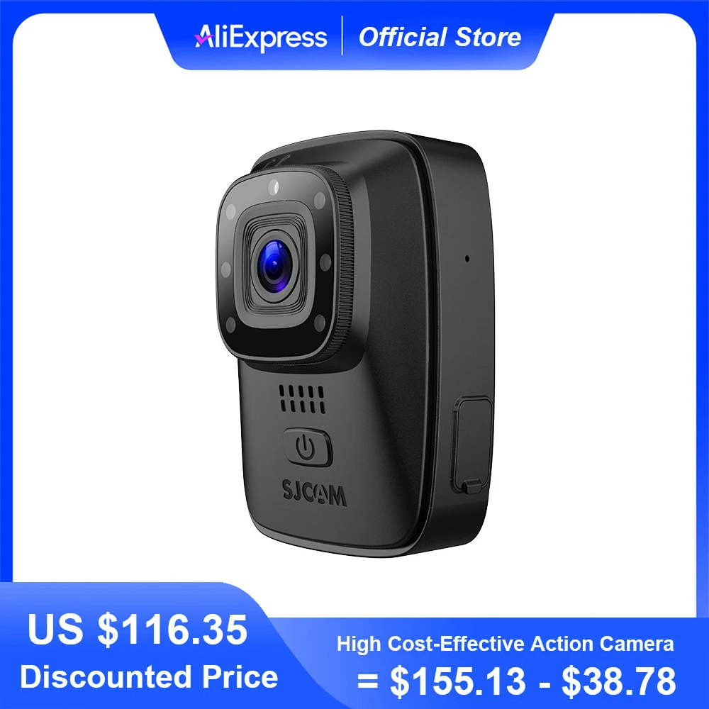 SJCAM A10 Body Camera 1296P 30FPS Wearable Body-Worn Camera IP65 Waterproof Action Camera Portable Body-Worn Camera Night Vision