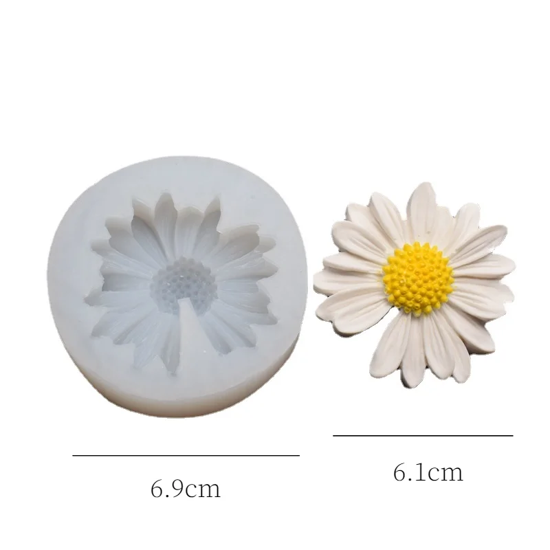 3D Daisy Candle Silicone Mold Aluminum Candle Box Kit Diy Handmade Cake Decoration Soap Mold Aroma