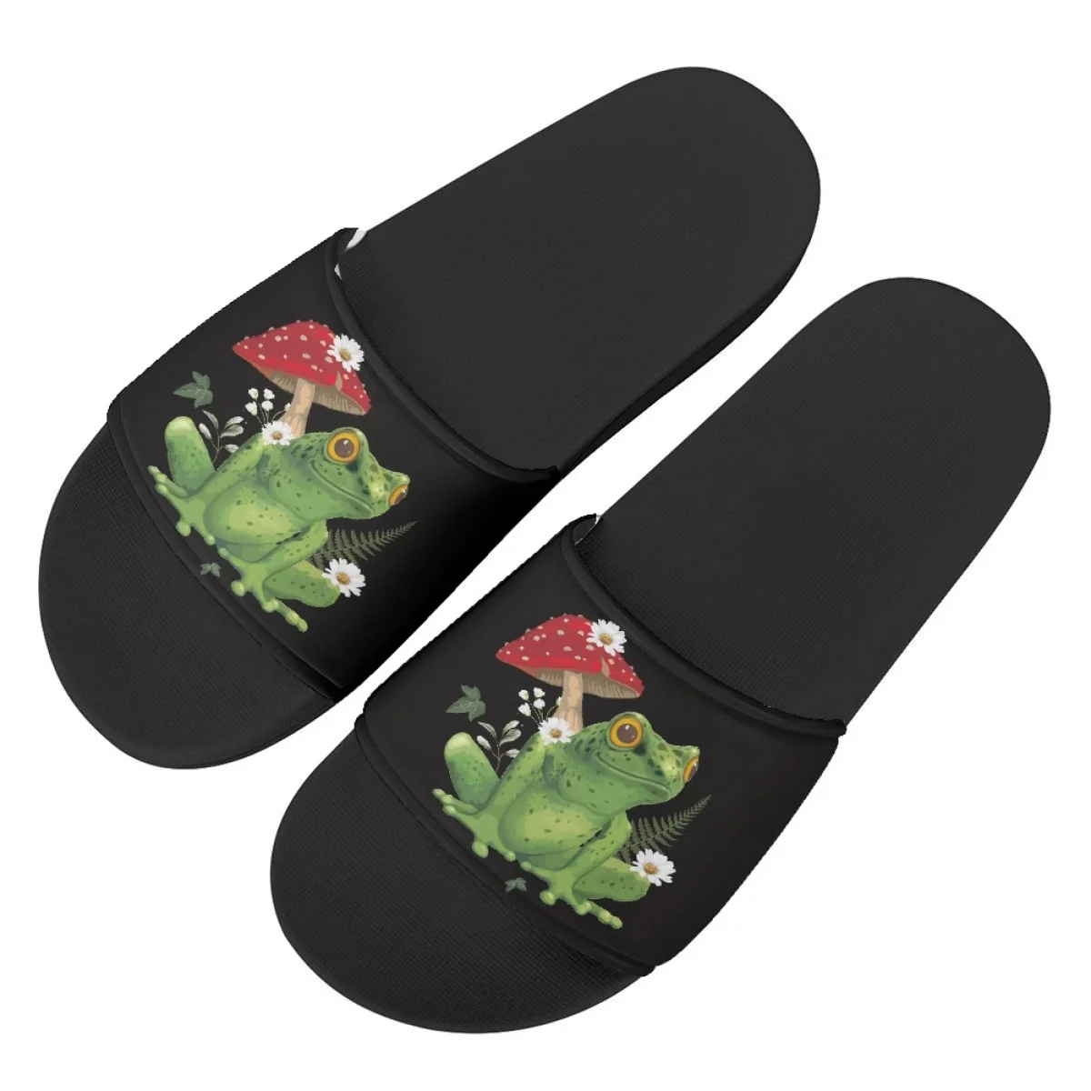 

Cute Mushroom Frog Print Slippers Indoor Shower Anti Skid Women House Flat Shoe Custom Image Personalized Gift Teen Girls Shoes